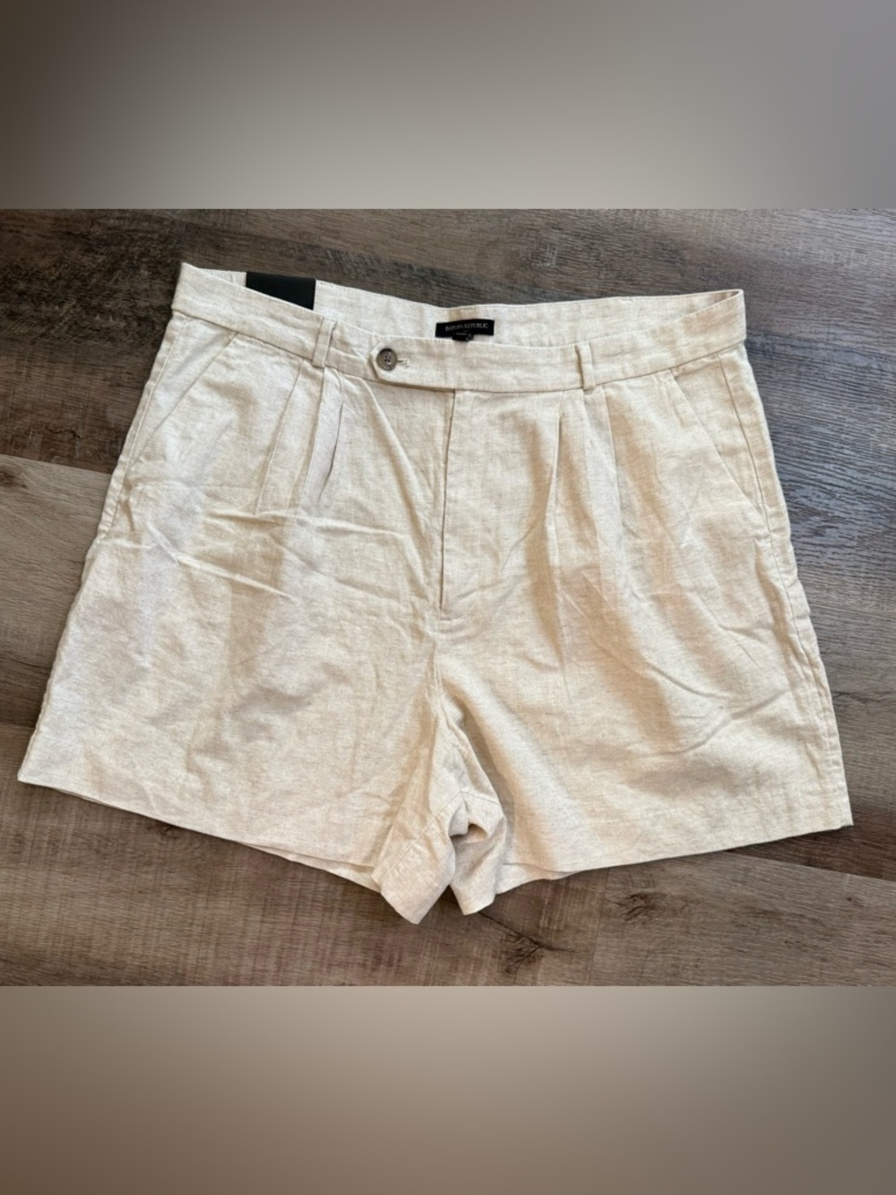 Banana Republic 🆕 Cream Linen-Blend Pleated Women's Shorts Size 18 🆕